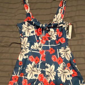 Amiliashp Women's Floral Romper Sexy V Neck Tie Front Boho Playsuit